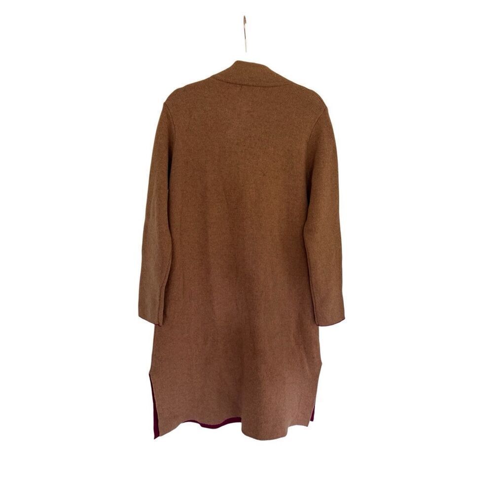 A. IDA Womens Tan Pink Italian Wool Blend Longline Sweater Jacket Size Large - Picture 12 of 14